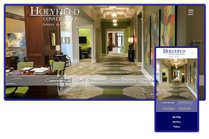 Screenshot composite of desktop and mobile views of the Holyfield Construction website.