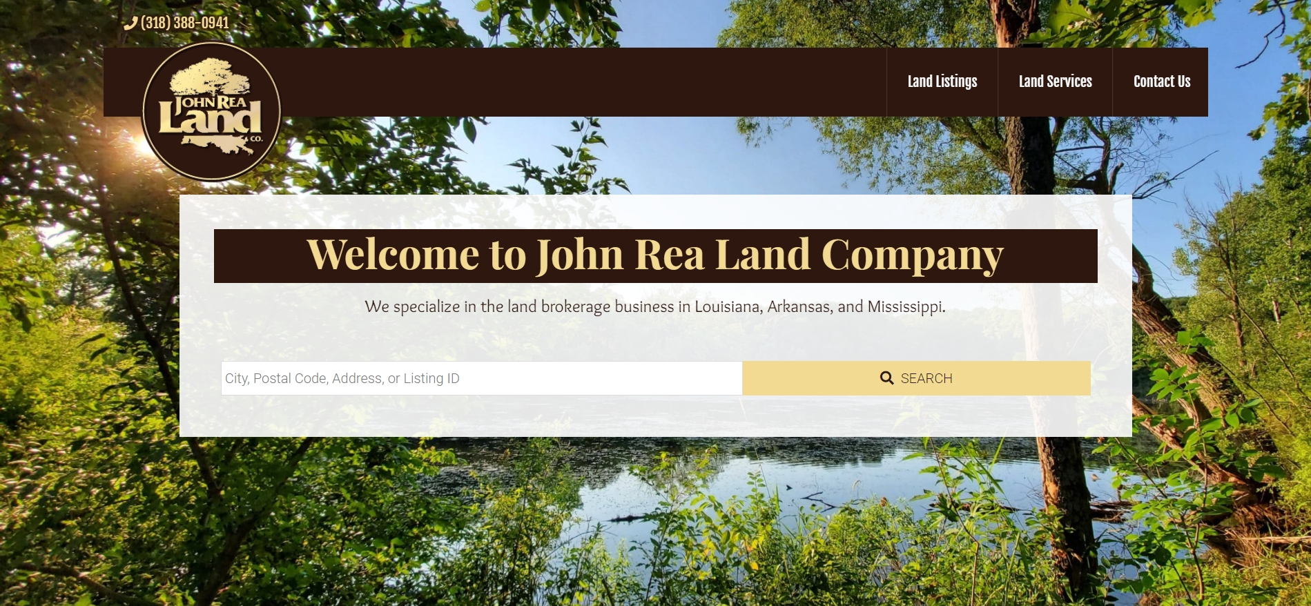 Screenshot of desktop view of the John Rea Land Company website.