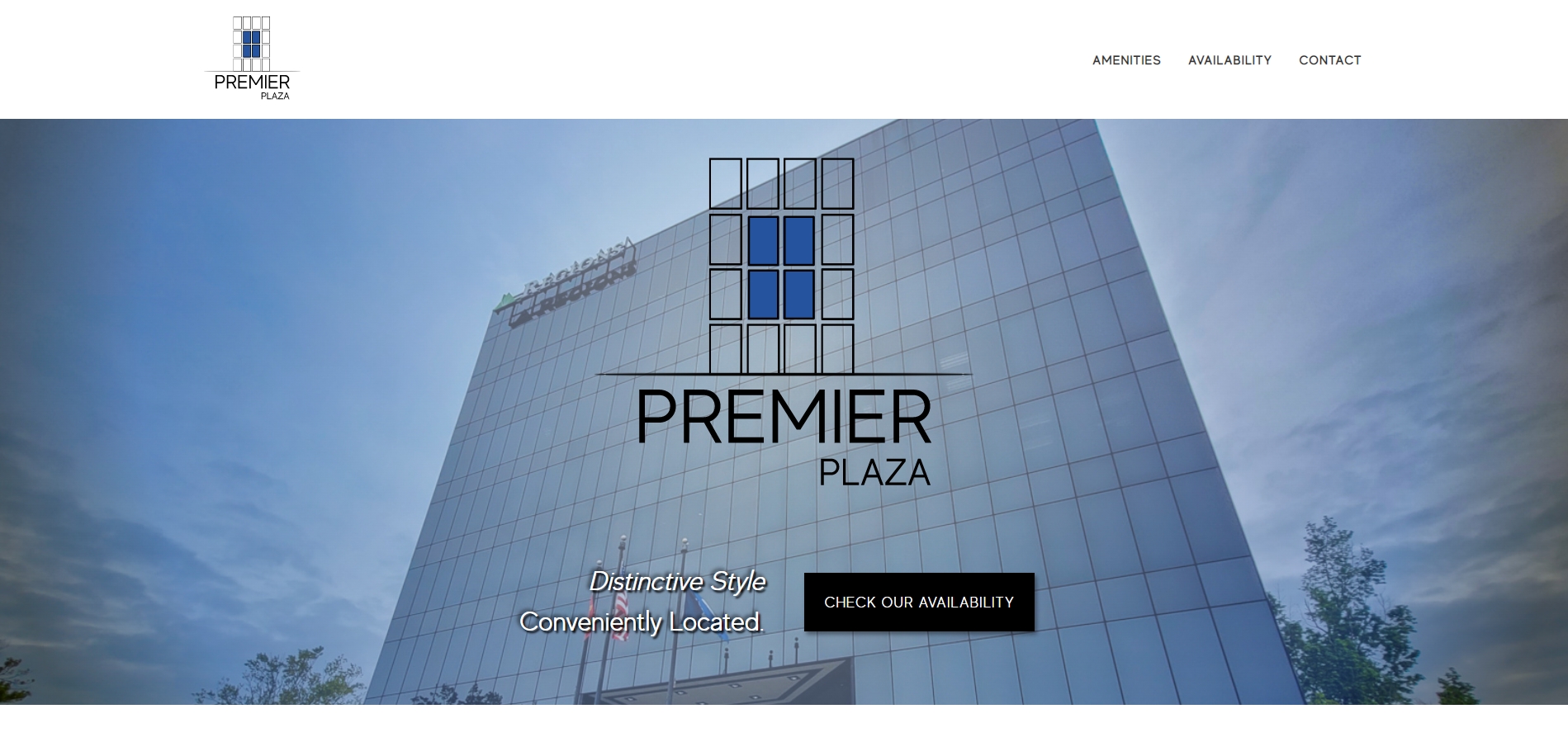 Screenshot of desktop view of the Premier Plaza website.