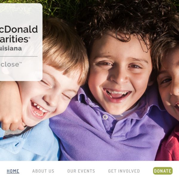 Screenshot of desktop view of the Ronald McDonald House of NE Louisiana website.
