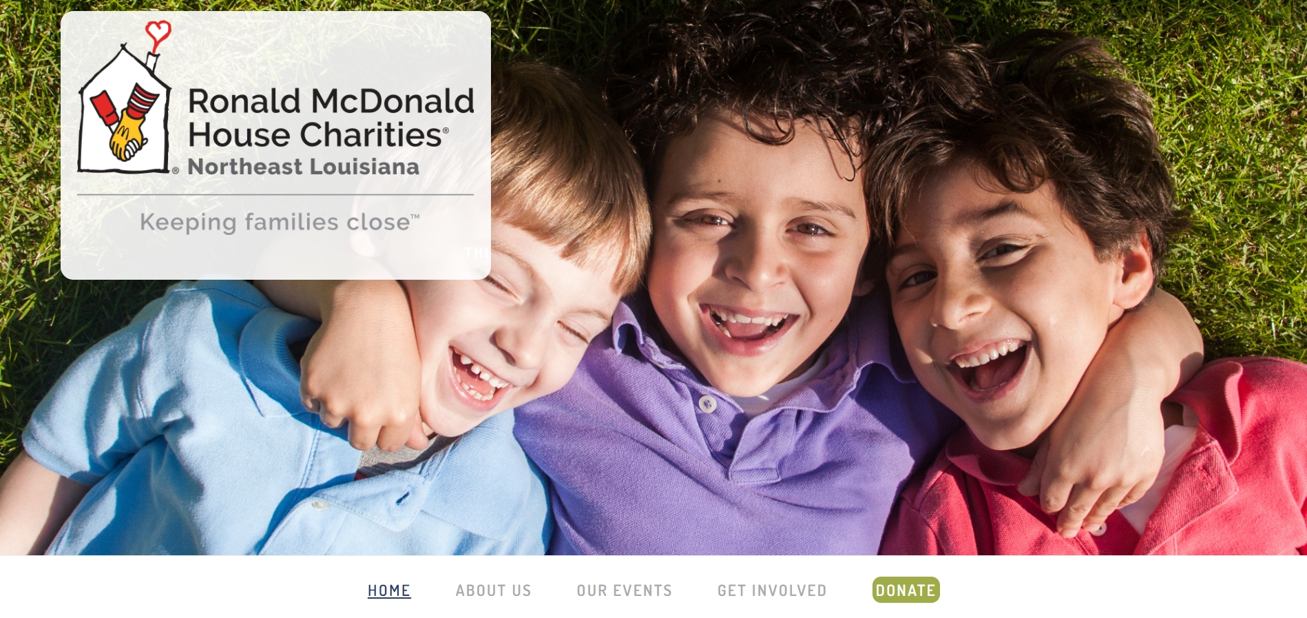 Screenshot of desktop view of the Ronald McDonald House of NE Louisiana website.